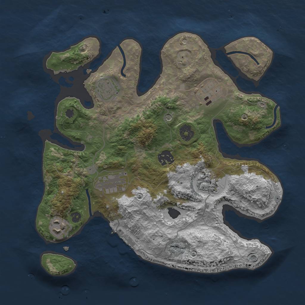 Rust Map: Procedural Map, Size: 3000, Seed: 880761375, 10 Monuments