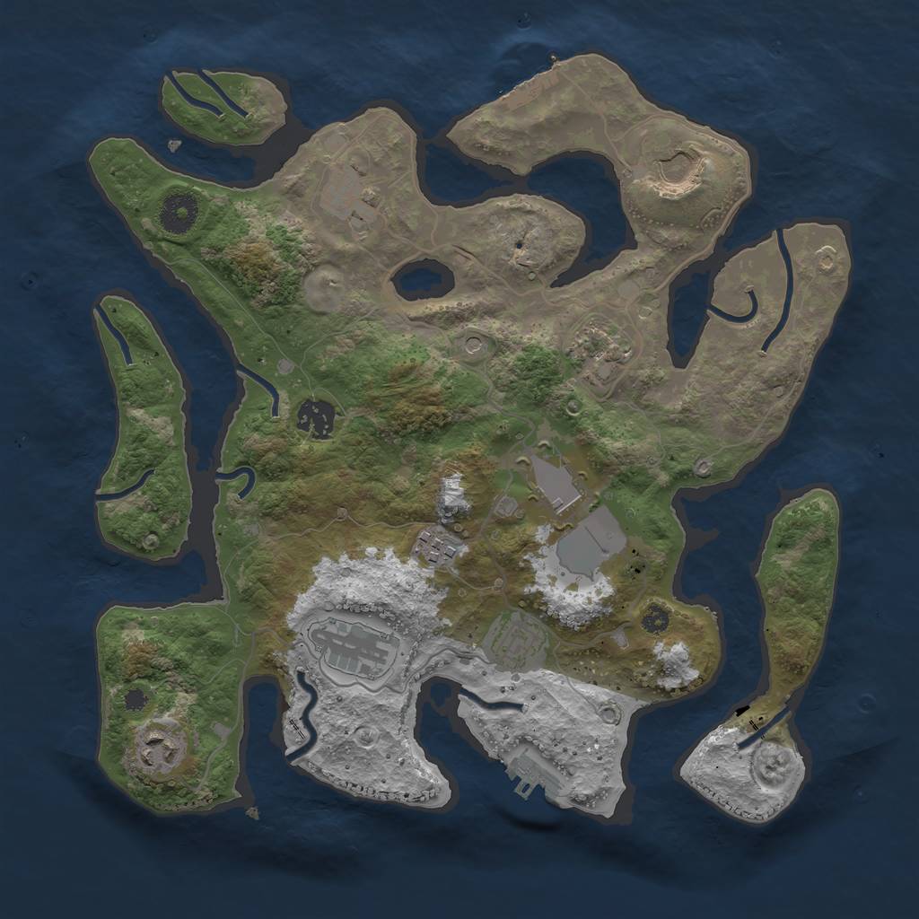 Rust Map: Procedural Map, Size: 3500, Seed: 1642772373, 14 Monuments