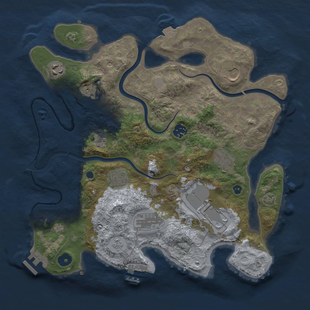 Rust Map: Procedural Map, Size: 3500, Seed: 1642772373, 15 Monuments