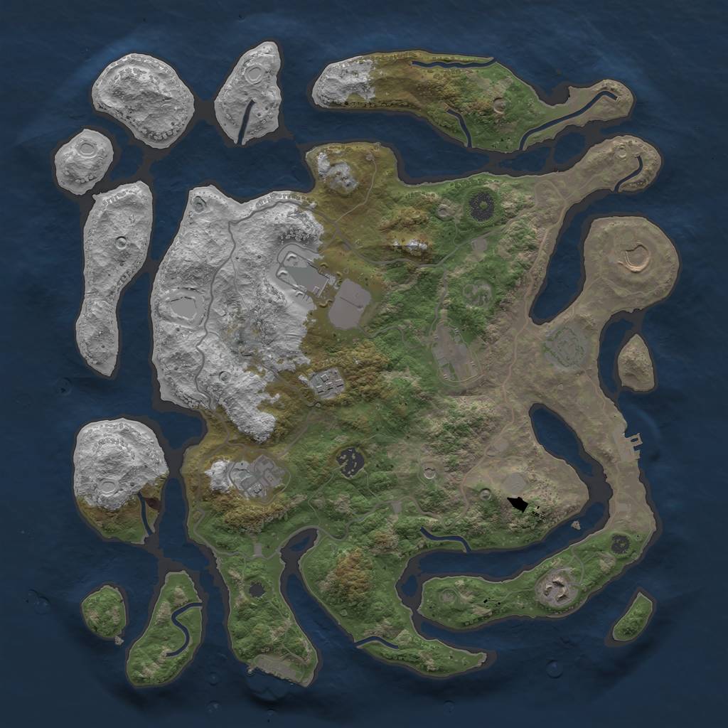 Rust Map: Procedural Map, Size: 4000, Seed: 400037, 16 Monuments