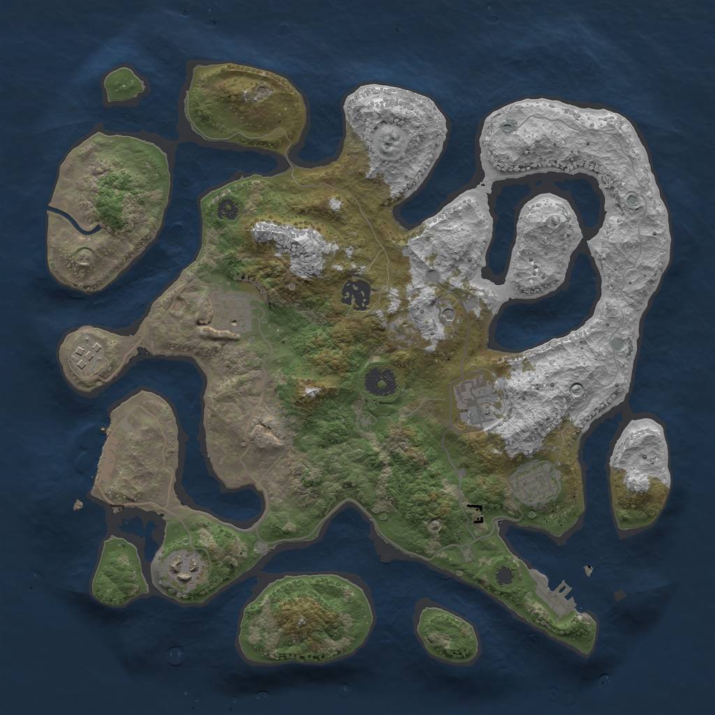 Rust Map: Procedural Map, Size: 3500, Seed: 278658, 11 Monuments