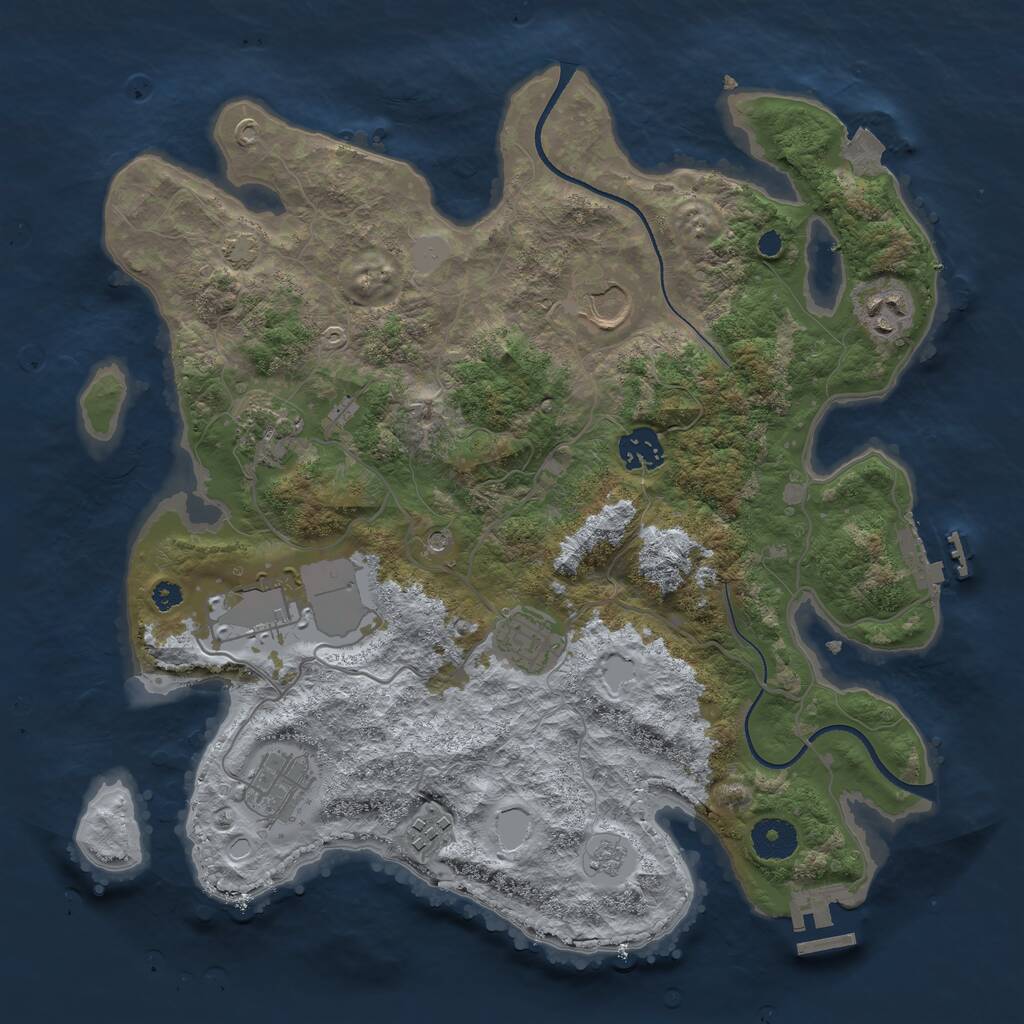 Rust Map: Procedural Map, Size: 3500, Seed: 466577, 14 Monuments