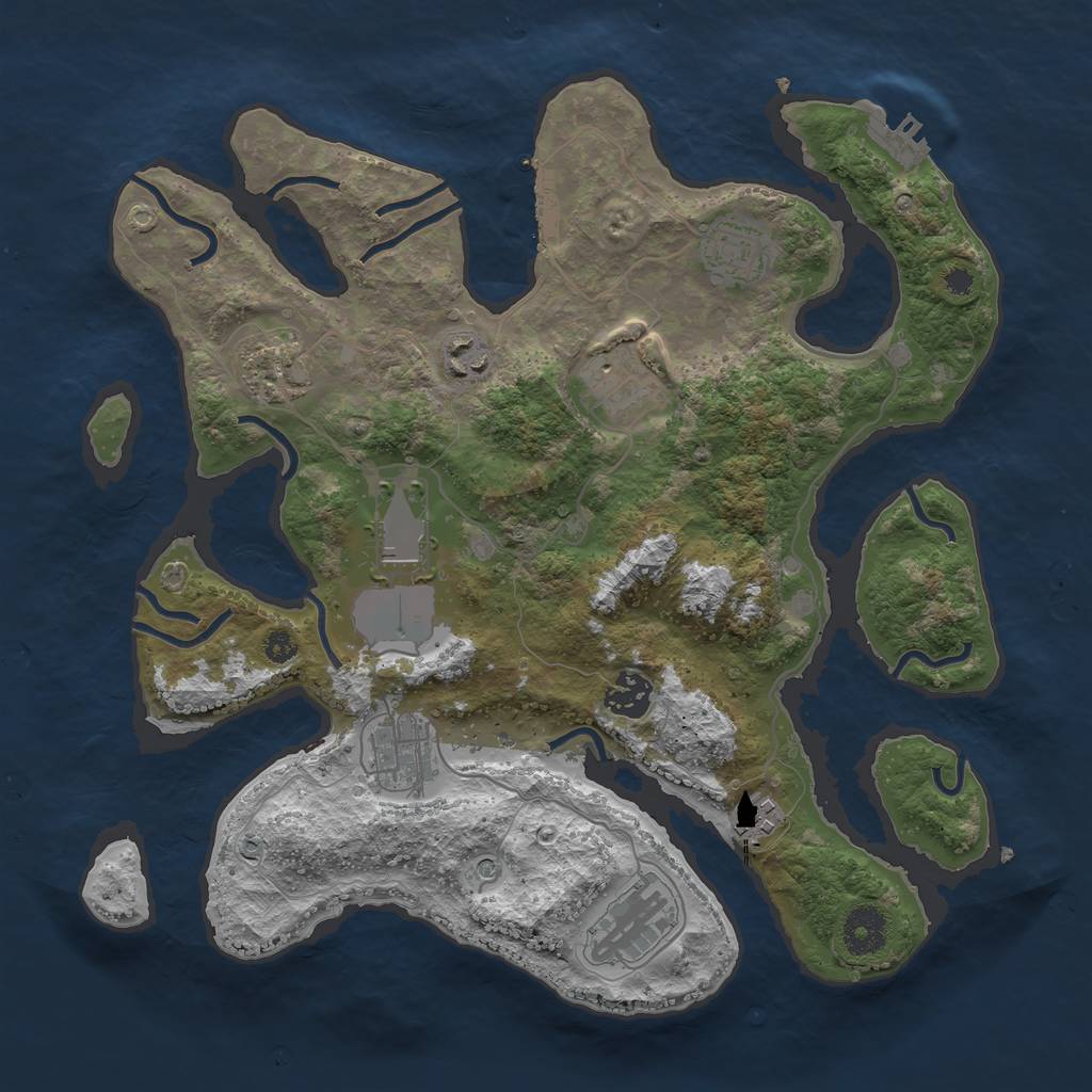 Rust Map: Procedural Map, Size: 3500, Seed: 466577, 14 Monuments