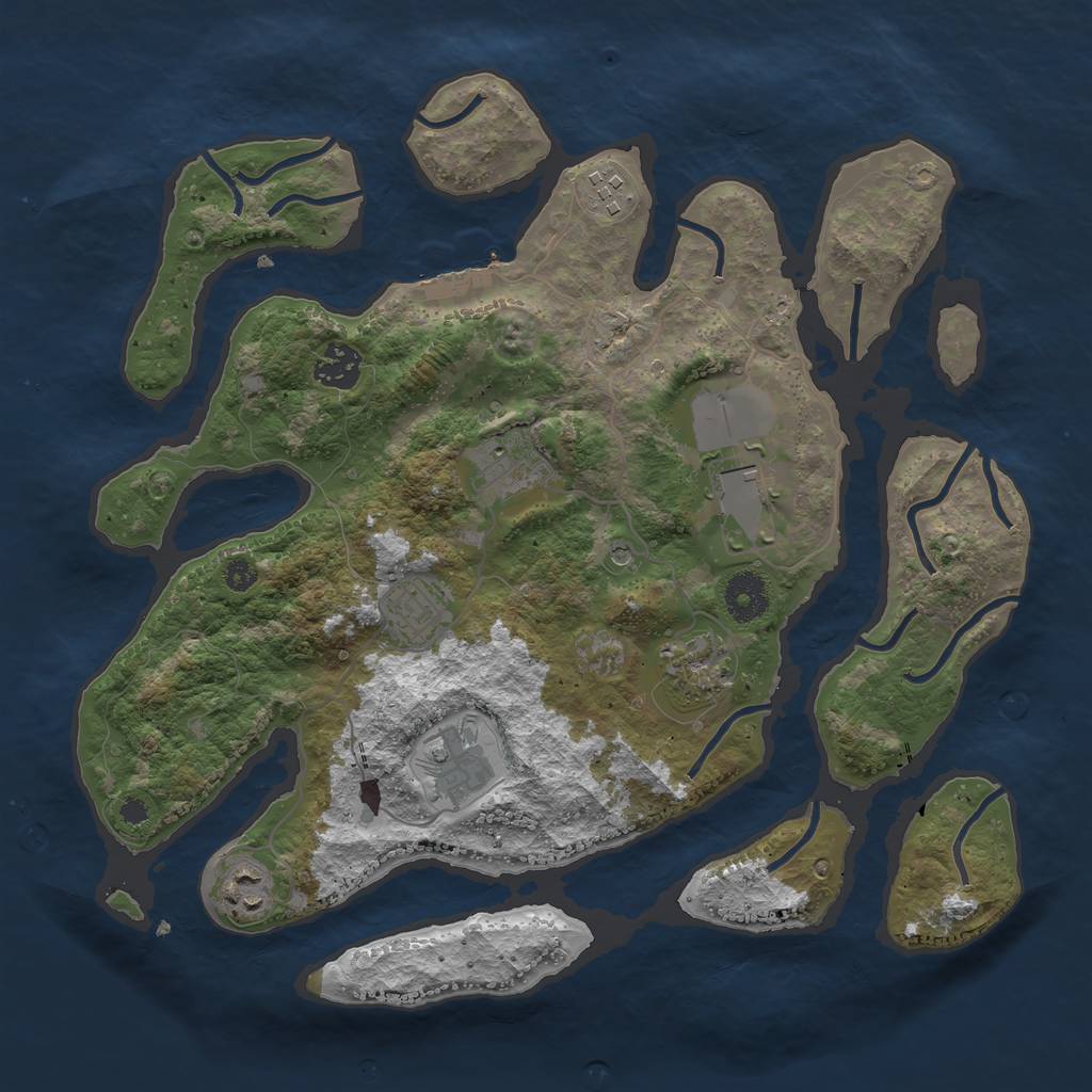 Rust Map: Procedural Map, Size: 3500, Seed: 216068, 12 Monuments