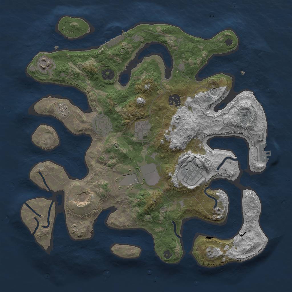 Rust Map: Procedural Map, Size: 3500, Seed: 164148, 13 Monuments