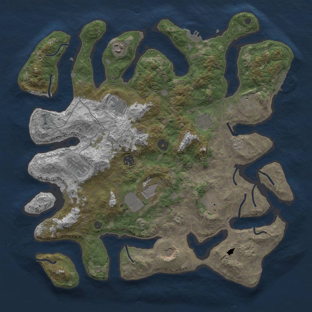Rust Map: Procedural Map, Size: 4200, Seed: 472864299, 16 Monuments