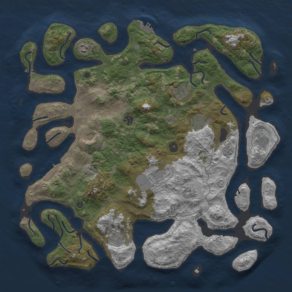 Rust Map: Procedural Map, Size: 4500, Seed: 371852, 15 Monuments