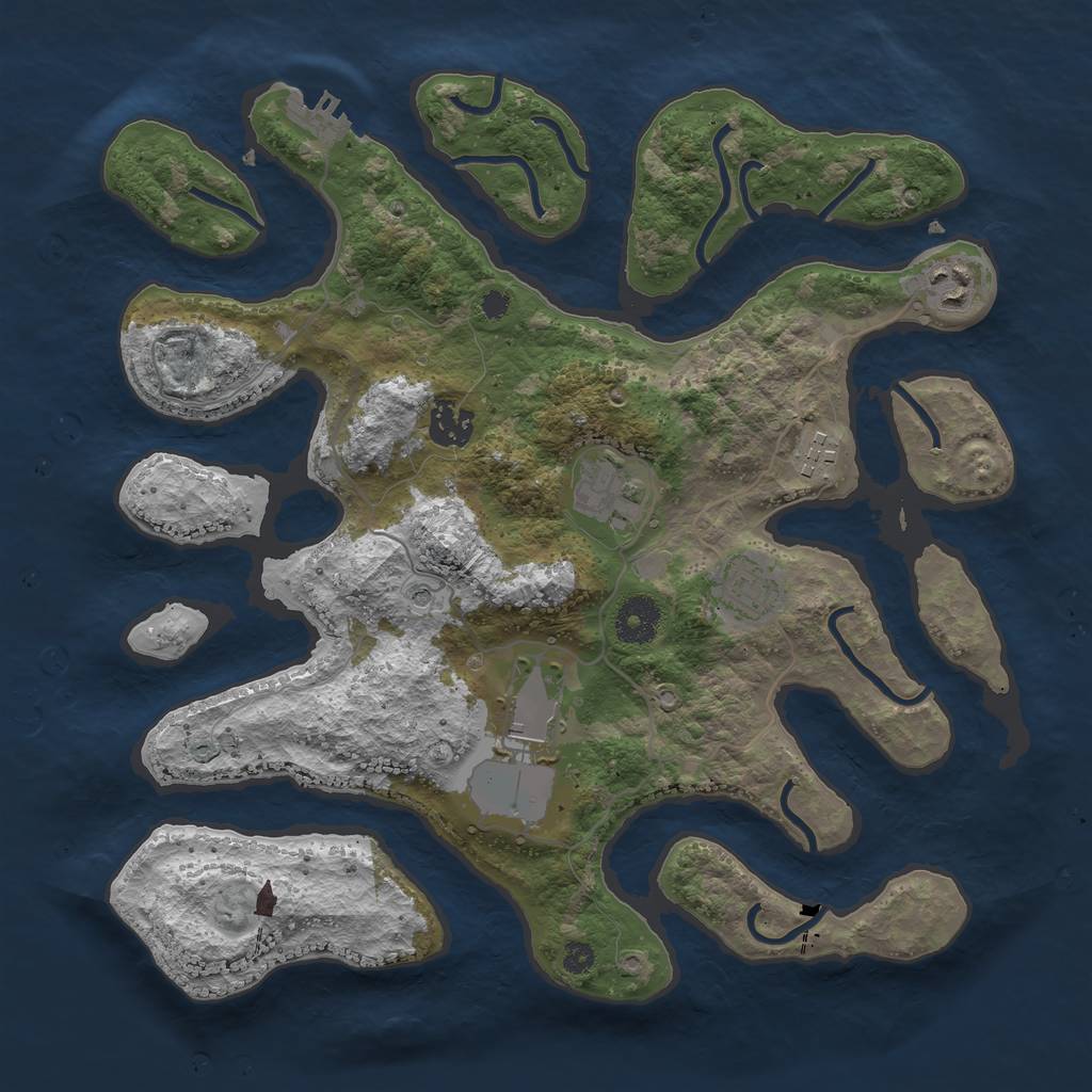 Rust Map: Procedural Map, Size: 3500, Seed: 958876, 10 Monuments