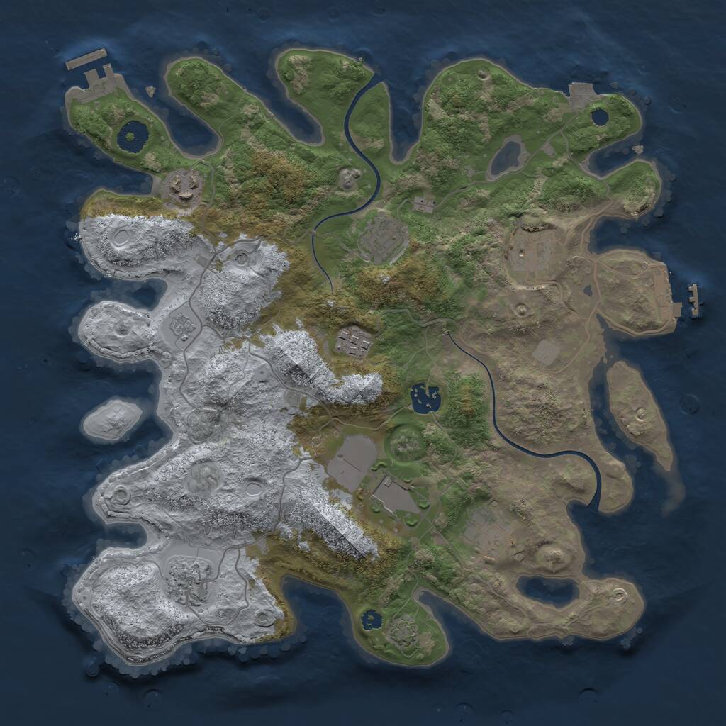 Rust Map: Procedural Map, Size: 3500, Seed: 958876, 14 Monuments