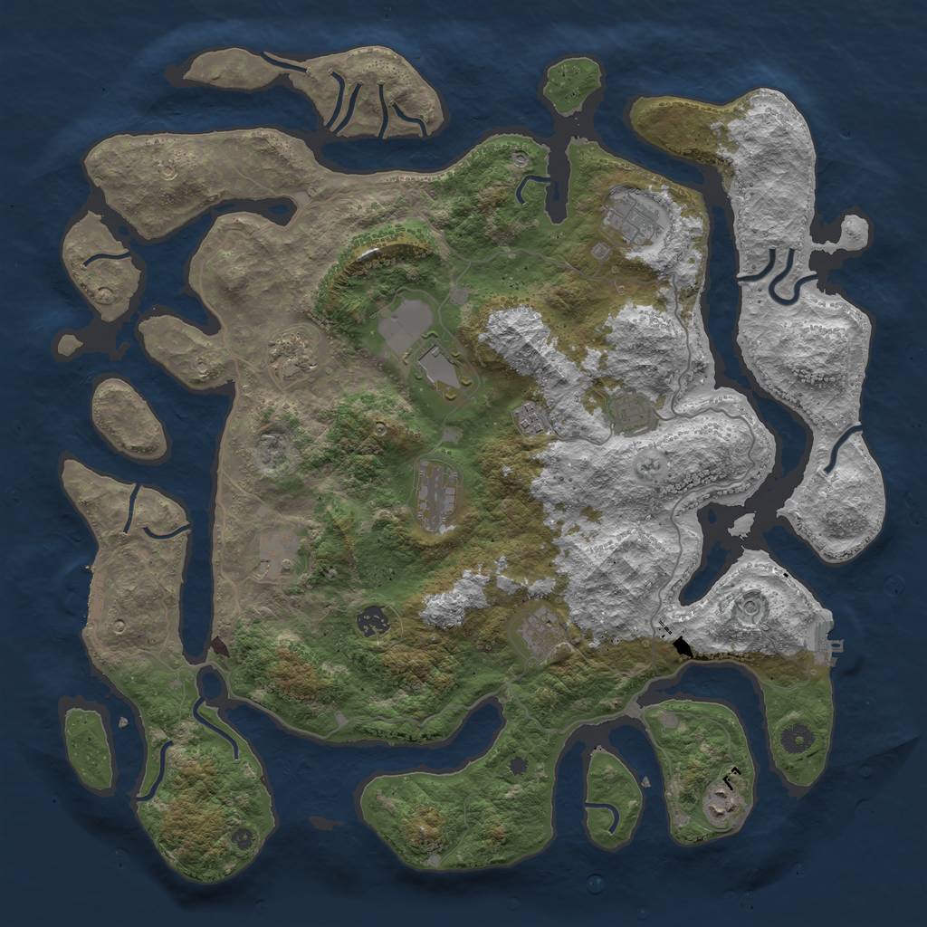 Rust Map: Procedural Map, Size: 4500, Seed: 160111, 15 Monuments