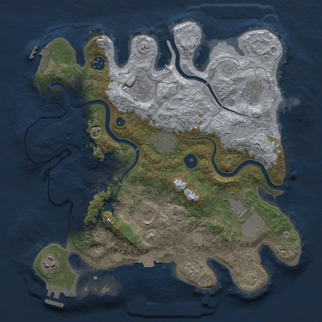 Rust Map: Procedural Map, Size: 3500, Seed: 784657, 14 Monuments