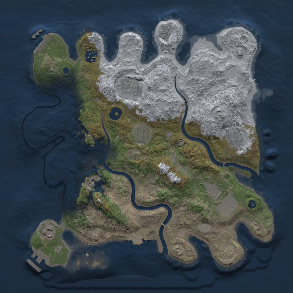 Rust Map: Procedural Map, Size: 3500, Seed: 784657, 13 Monuments