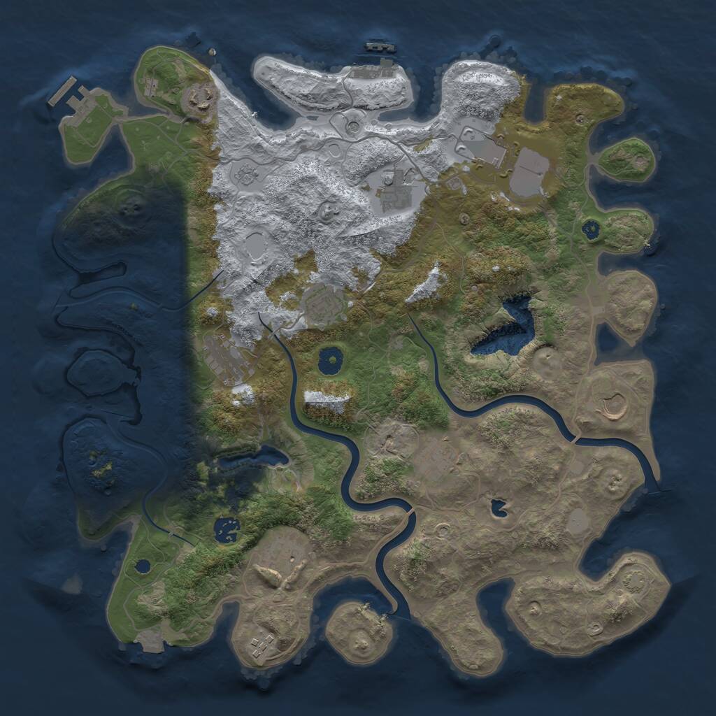 Rust Map: Procedural Map, Size: 4000, Seed: 378450, 16 Monuments