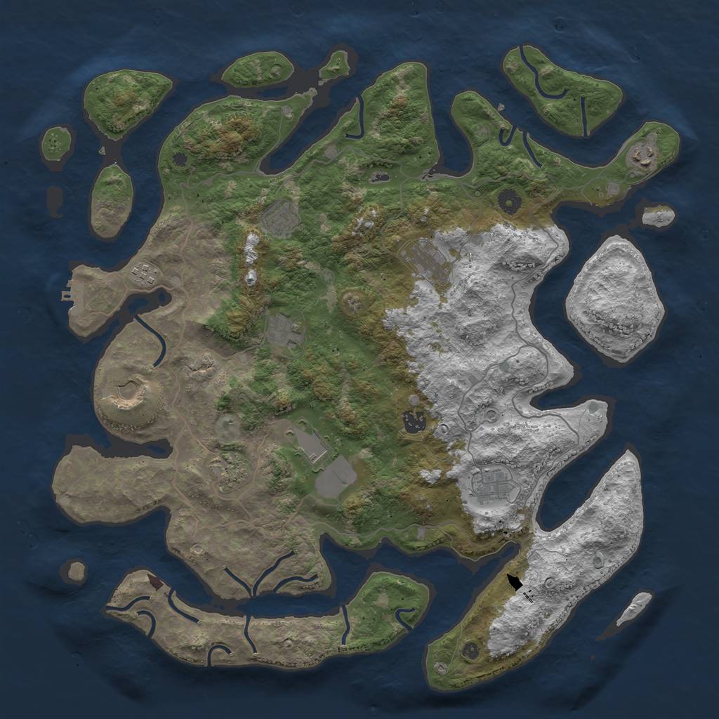 Rust Map: Procedural Map, Size: 4500, Seed: 626715, 14 Monuments