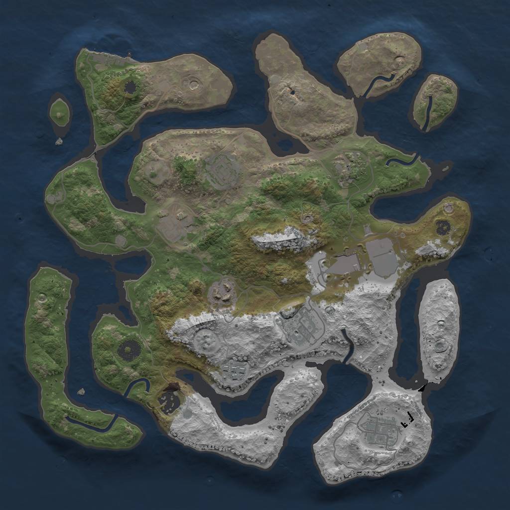 Rust Map: Procedural Map, Size: 3500, Seed: 2005858348, 13 Monuments