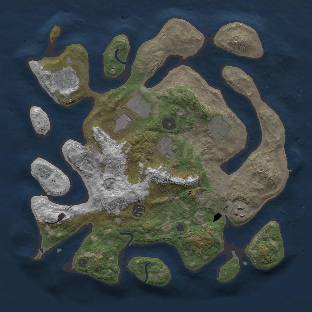 Rust Map: Procedural Map, Size: 3500, Seed: 495612, 11 Monuments