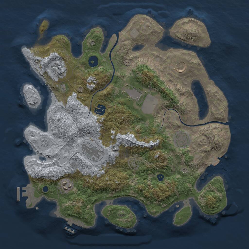 Rust Map: Procedural Map, Size: 3500, Seed: 495612, 13 Monuments