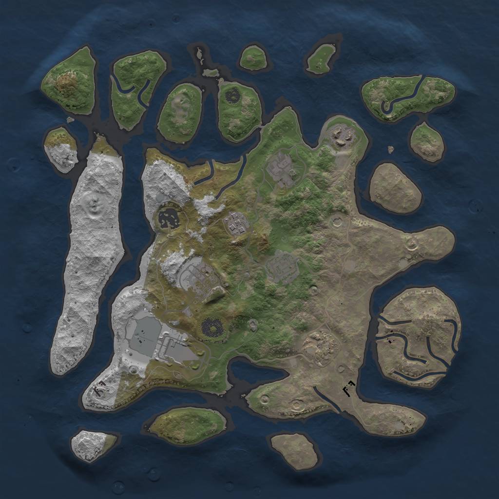 Rust Map: Procedural Map, Size: 3500, Seed: 839790, 11 Monuments