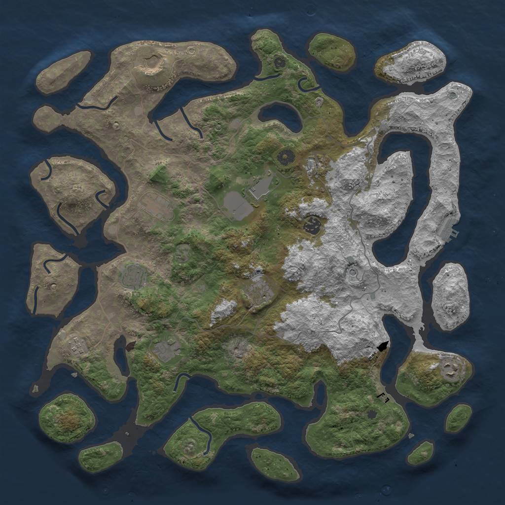 Rust Map: Procedural Map, Size: 4500, Seed: 562295, 14 Monuments