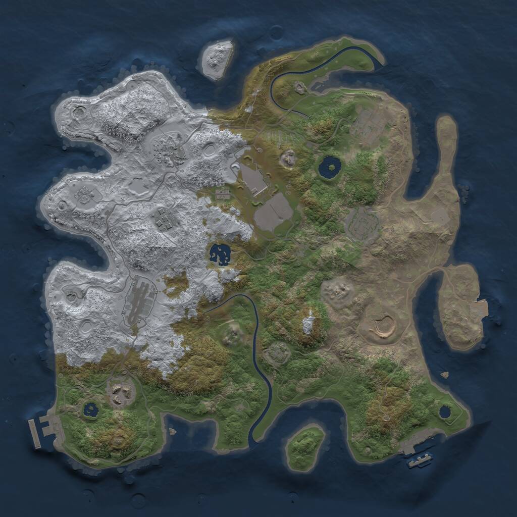 Rust Map: Procedural Map, Size: 3500, Seed: 825824, 15 Monuments