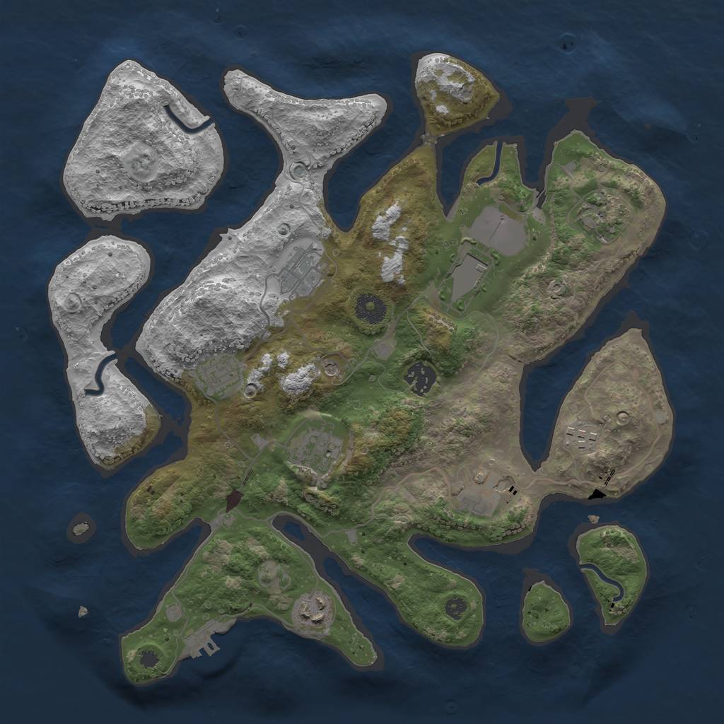 Rust Map: Procedural Map, Size: 3500, Seed: 396965, 13 Monuments