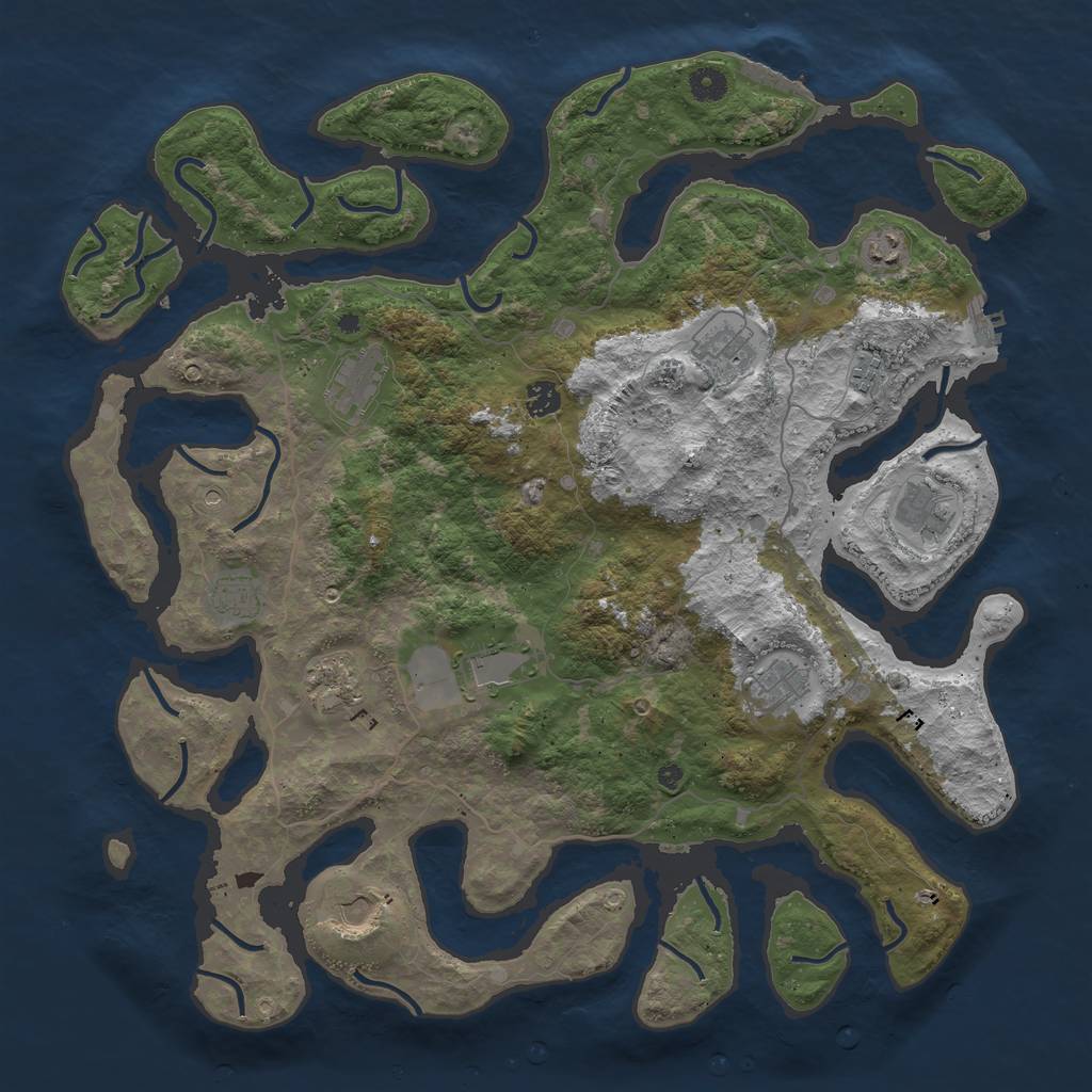 Rust Map: Procedural Map, Size: 4500, Seed: 321949, 16 Monuments