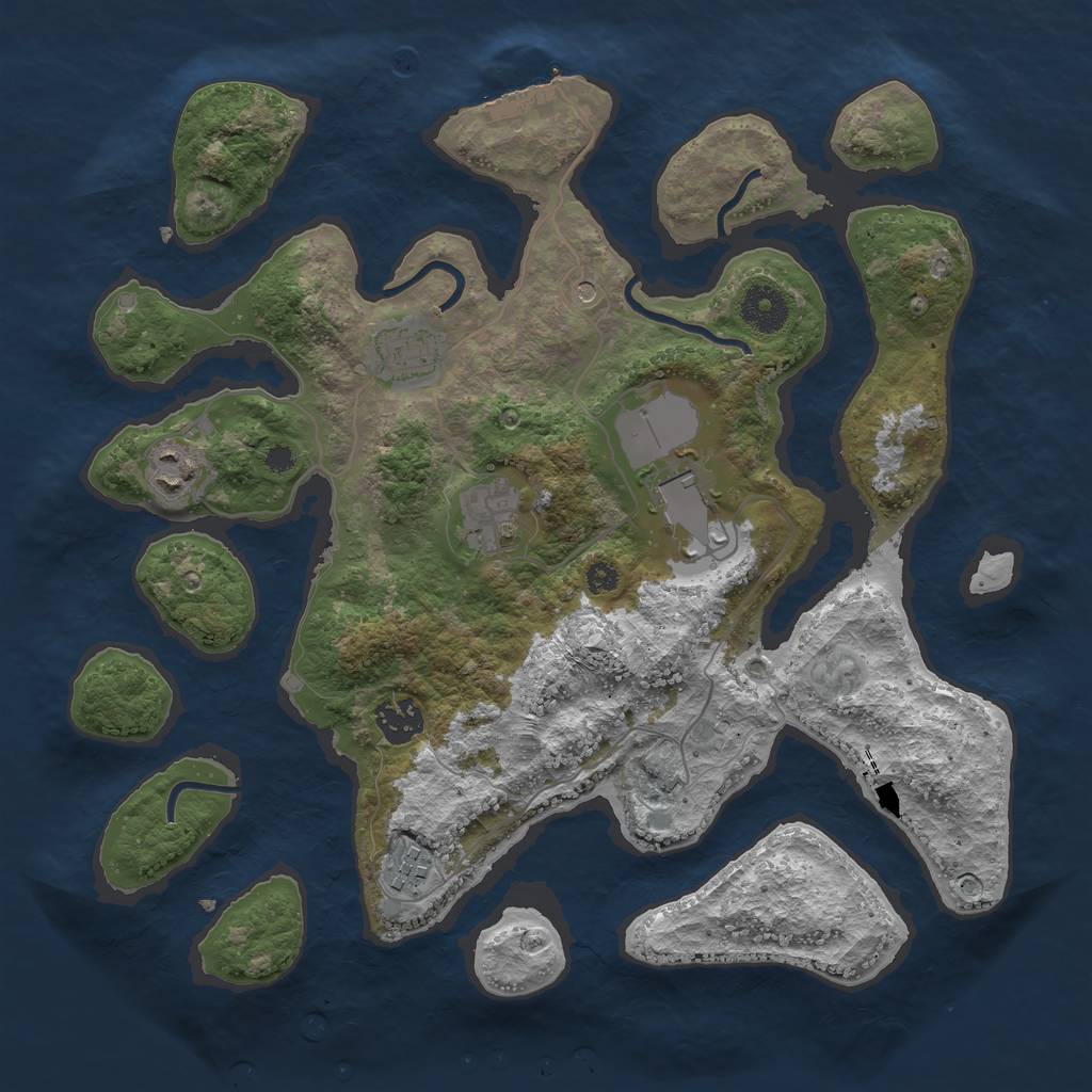 Rust Map: Procedural Map, Size: 3500, Seed: 467330, 10 Monuments