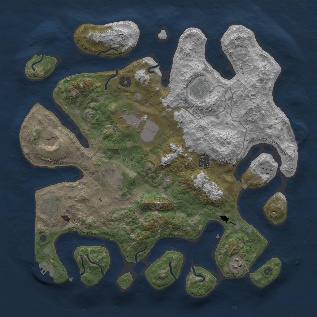 Rust Map: Procedural Map, Size: 4000, Seed: 757773, 13 Monuments