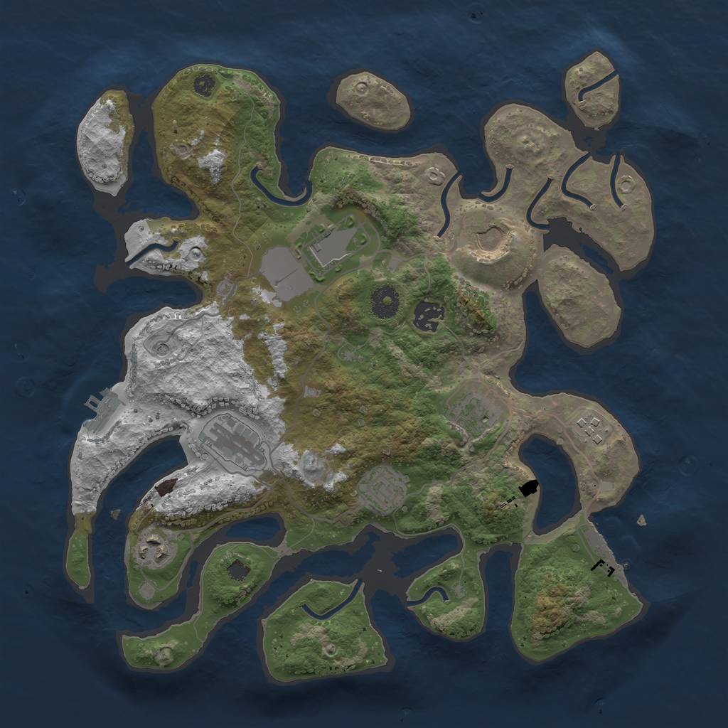 Rust Map: Procedural Map, Size: 3500, Seed: 64861766, 13 Monuments