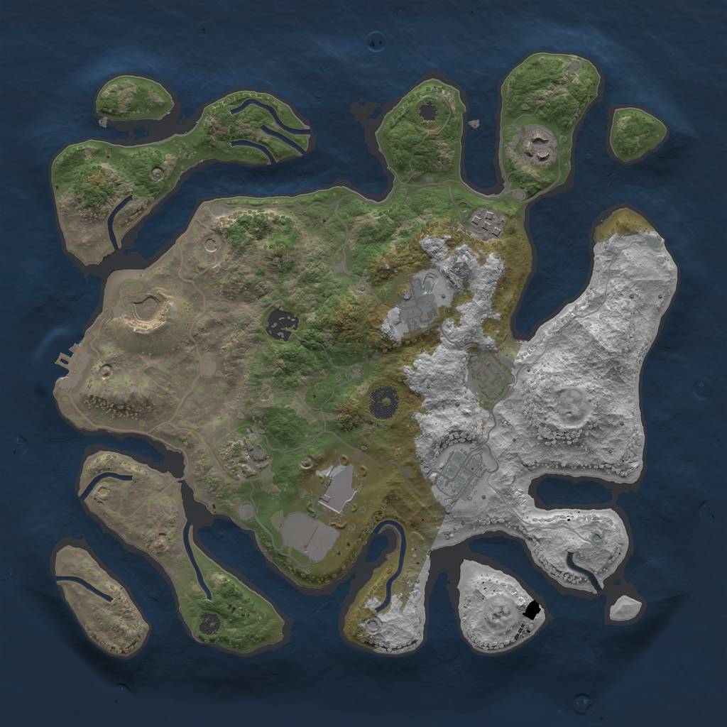 Rust Map: Procedural Map, Size: 3500, Seed: 570698, 13 Monuments