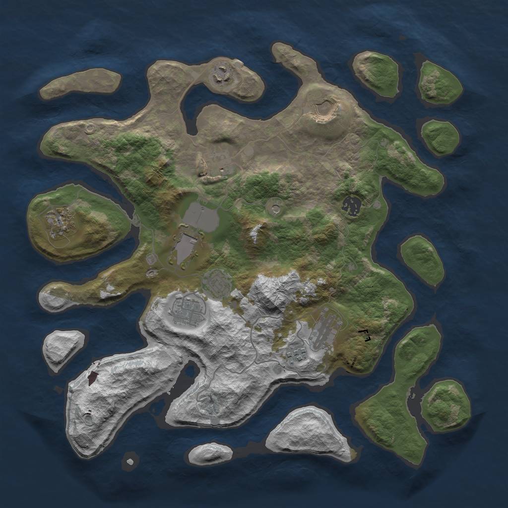 Rust Map: Barren, Size: 3900, Seed: 466367, 13 Monuments