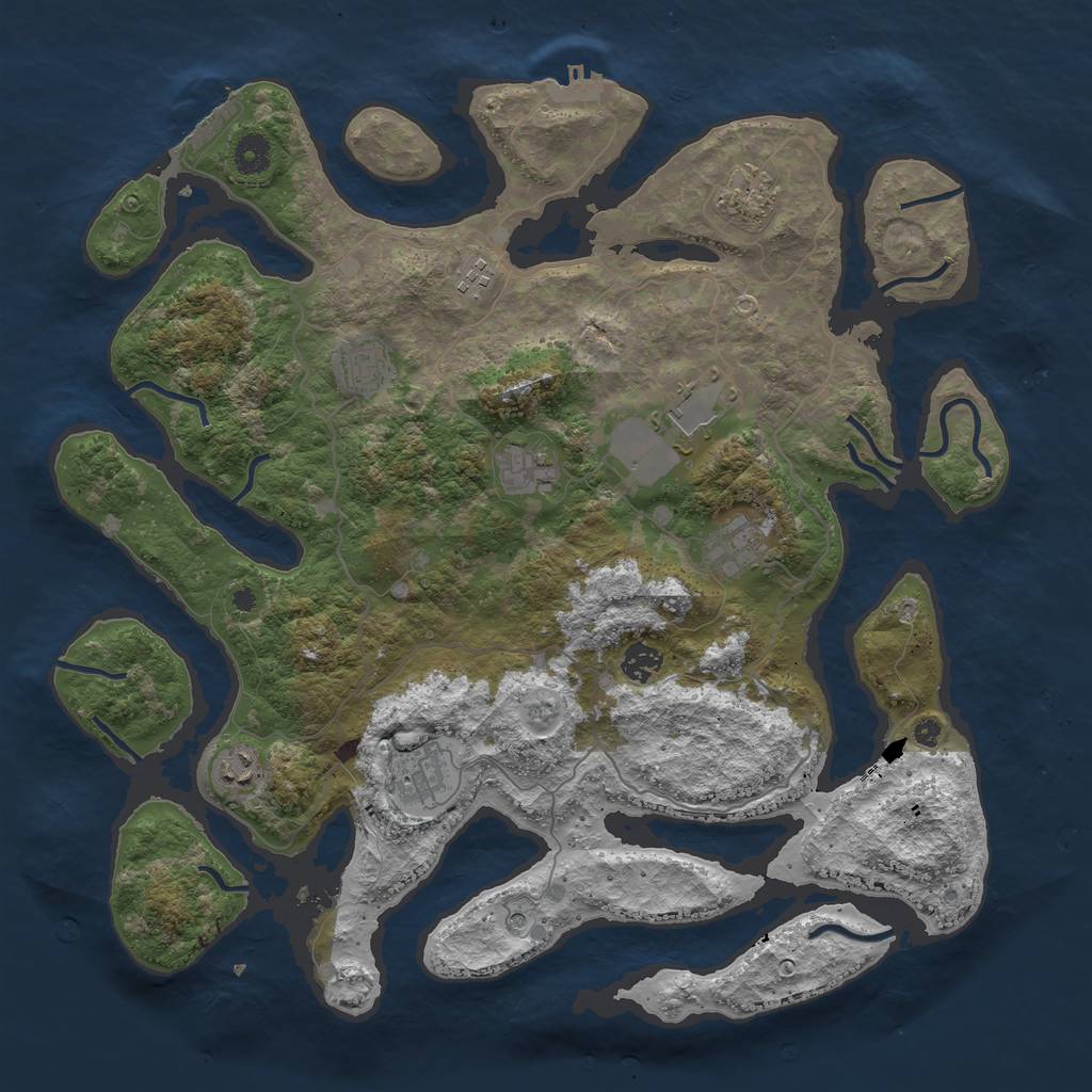Rust Map: Procedural Map, Size: 4200, Seed: 69833613, 14 Monuments