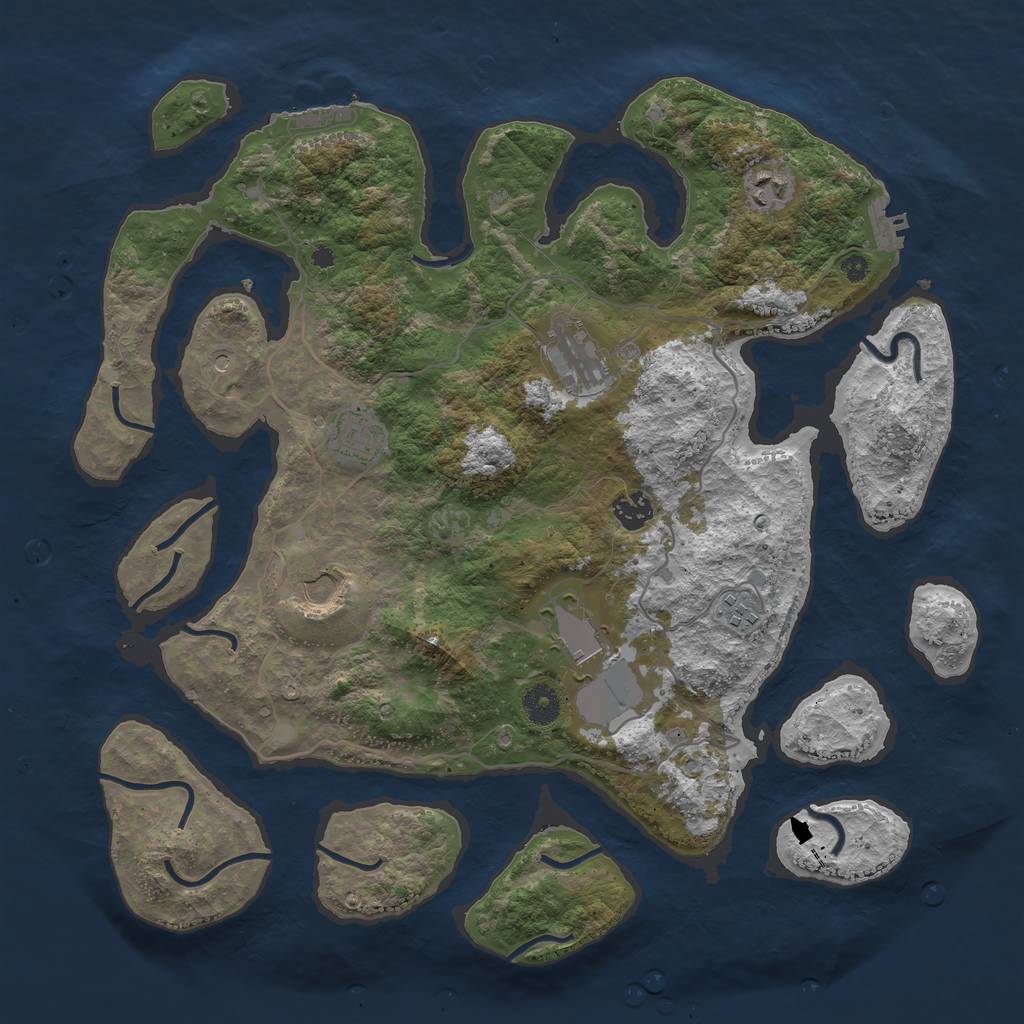 Rust Map: Procedural Map, Size: 4000, Seed: 858489807, 12 Monuments