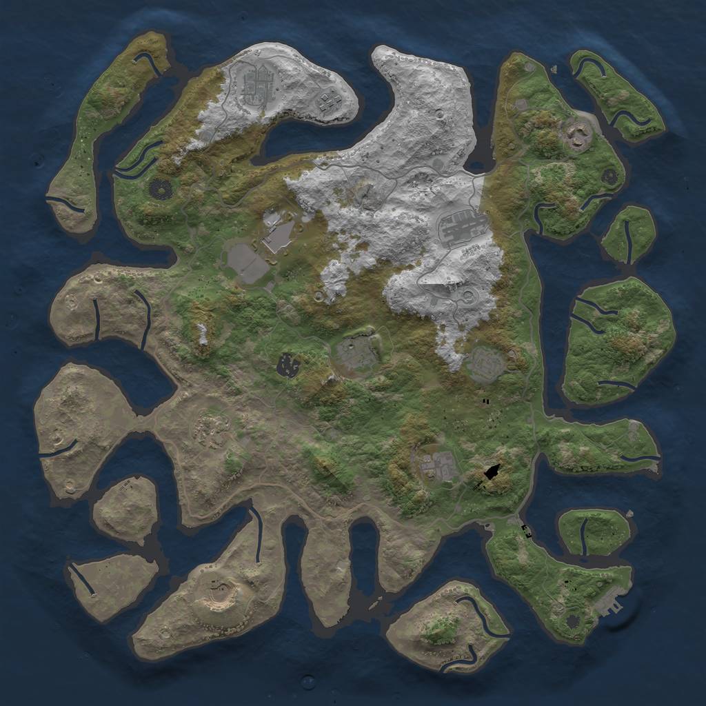 Rust Map: Procedural Map, Size: 4500, Seed: 646072, 15 Monuments