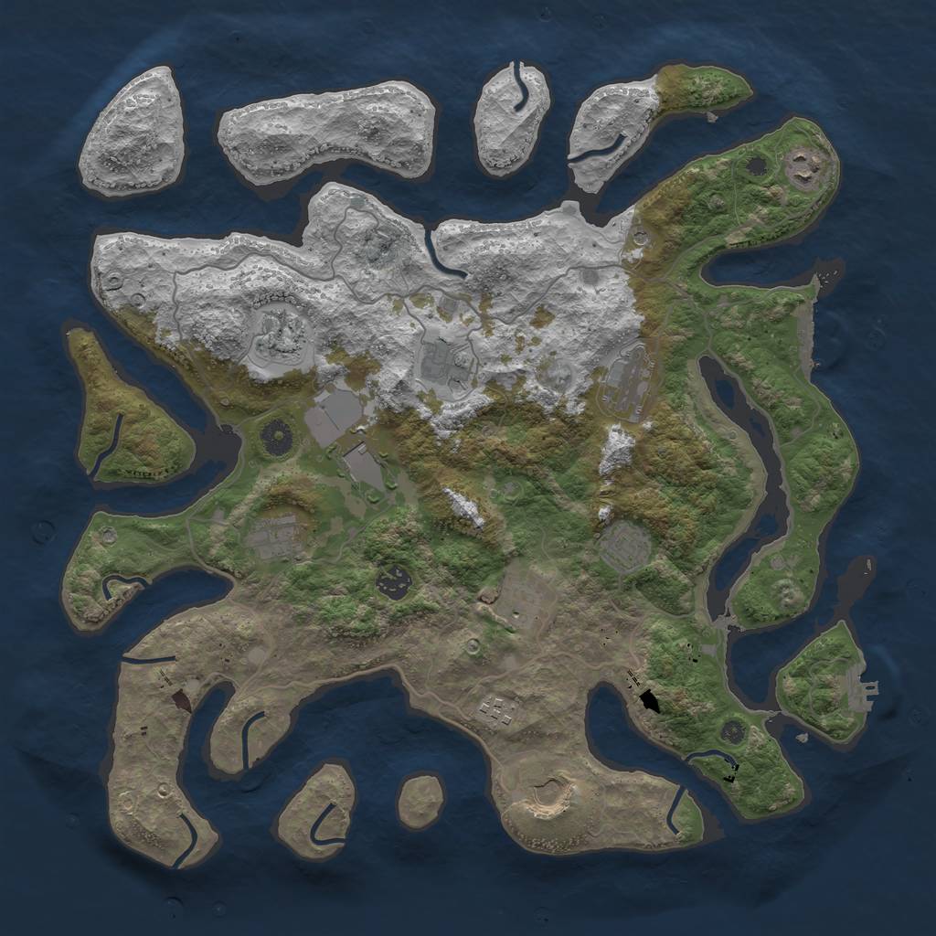 Rust Map: Procedural Map, Size: 4200, Seed: 516268372, 16 Monuments
