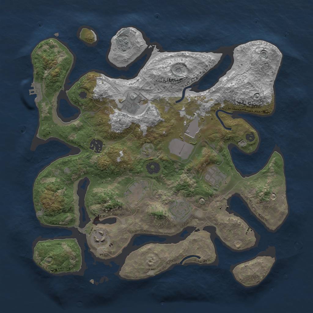 Rust Map: Procedural Map, Size: 3500, Seed: 796280, 12 Monuments