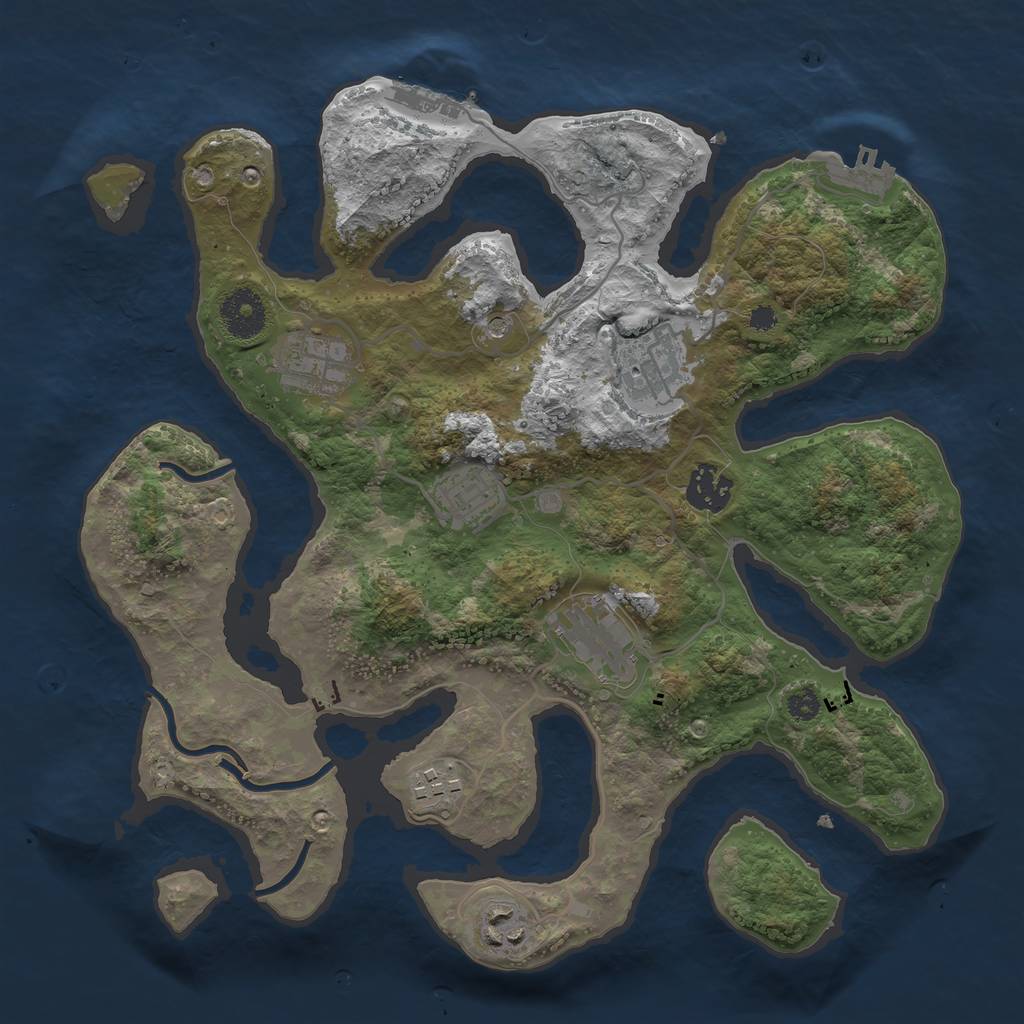 Rust Map: Procedural Map, Size: 3300, Seed: 250621, 12 Monuments