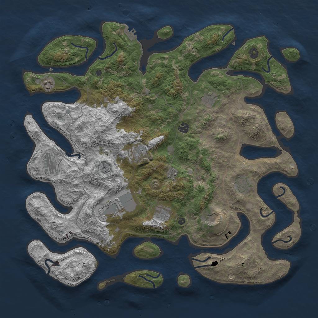 Rust Map: Procedural Map, Size: 4500, Seed: 215420, 14 Monuments