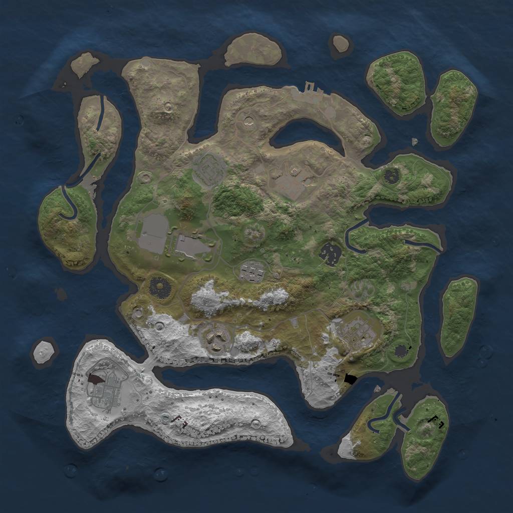 Rust Map: Procedural Map, Size: 3500, Seed: 613368, 12 Monuments