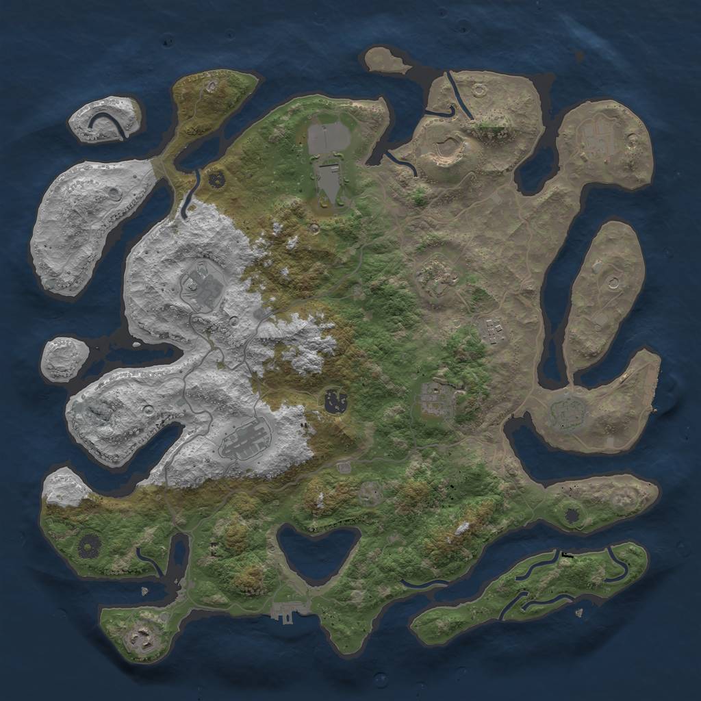 Rust Map: Procedural Map, Size: 4300, Seed: 705657118, 16 Monuments