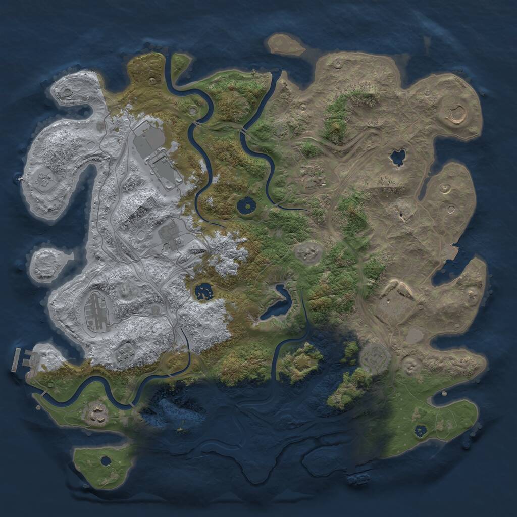 Rust Map: Procedural Map, Size: 4300, Seed: 705657118, 16 Monuments