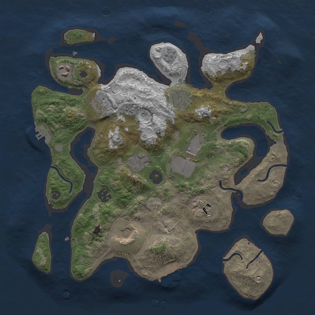 Rust Map: Procedural Map, Size: 3500, Seed: 524421, 17 Monuments