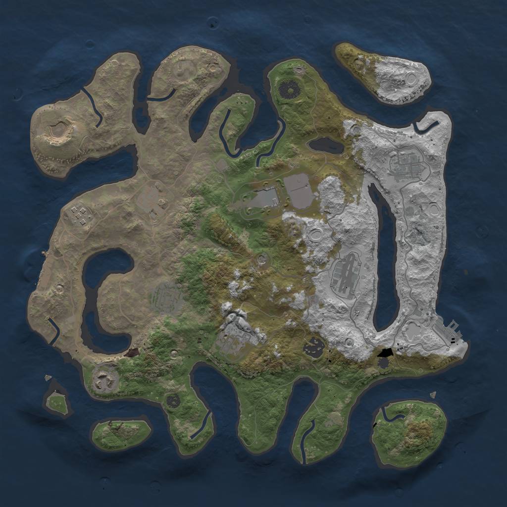 Rust Map: Procedural Map, Size: 3750, Seed: 180035152, 21 Monuments