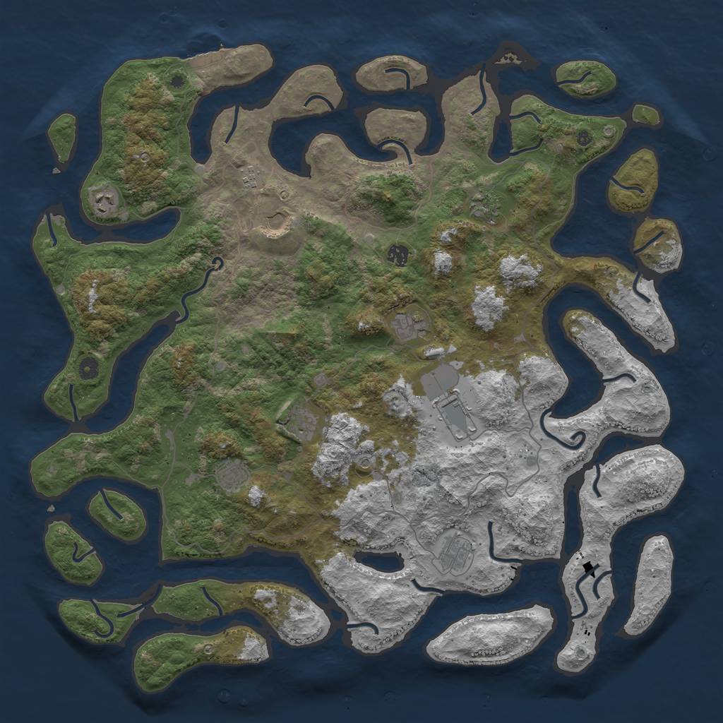 Rust Map: Procedural Map, Size: 5000, Seed: 6300, 14 Monuments