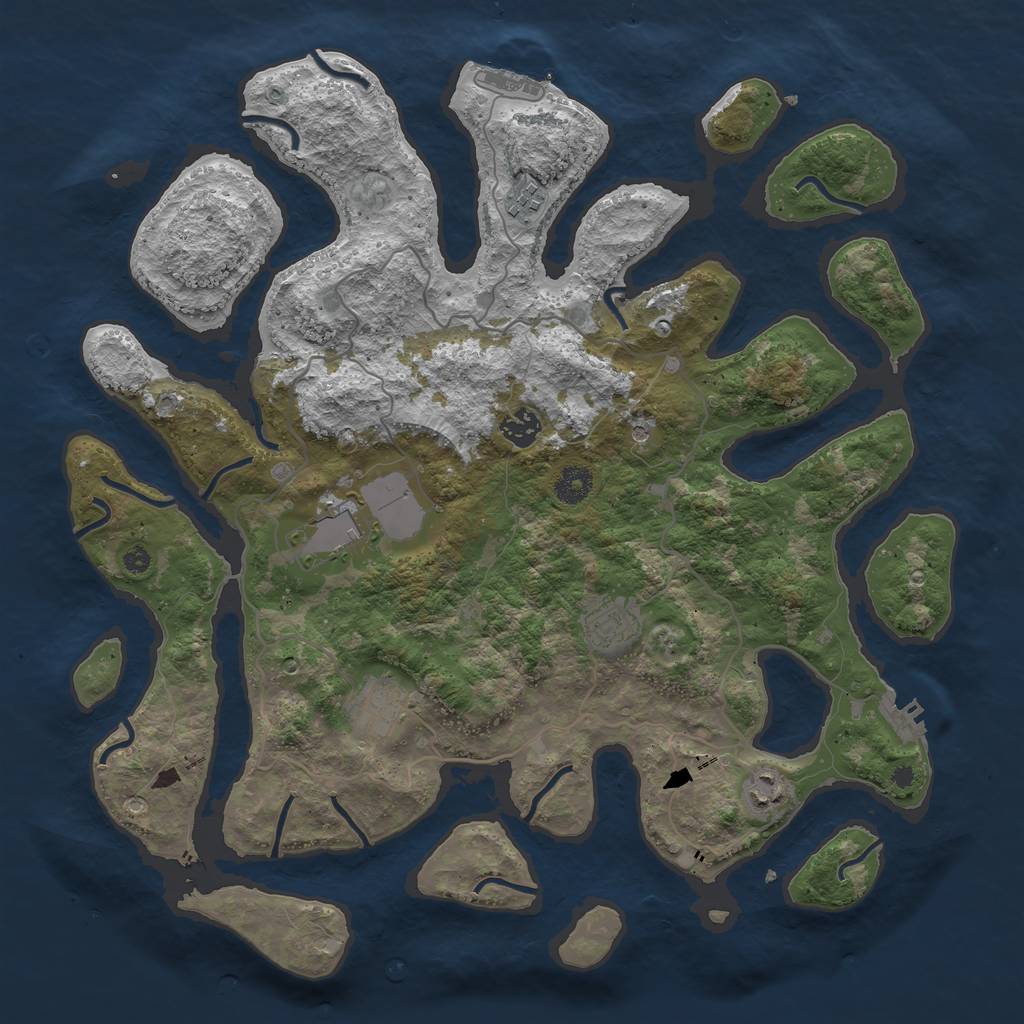 Rust Map: Procedural Map, Size: 4000, Seed: 544530, 11 Monuments