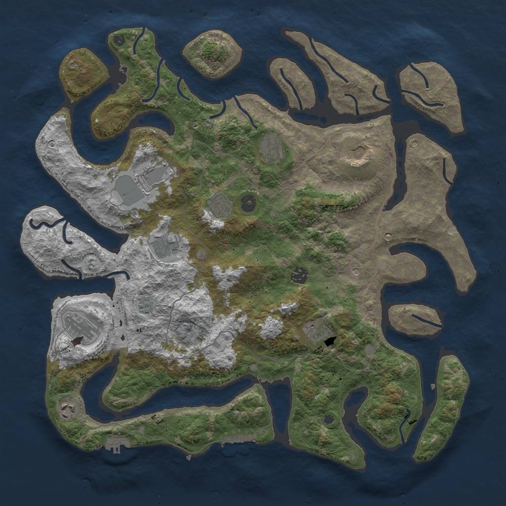 Rust Map: Procedural Map, Size: 4500, Seed: 928173, 15 Monuments