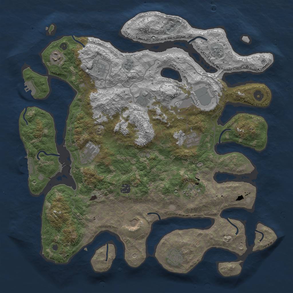 Rust Map: Procedural Map, Size: 4300, Seed: 751047740, 16 Monuments