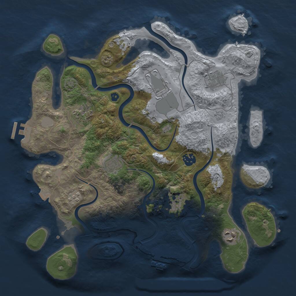 Rust Map: Procedural Map, Size: 3500, Seed: 480743518, 14 Monuments