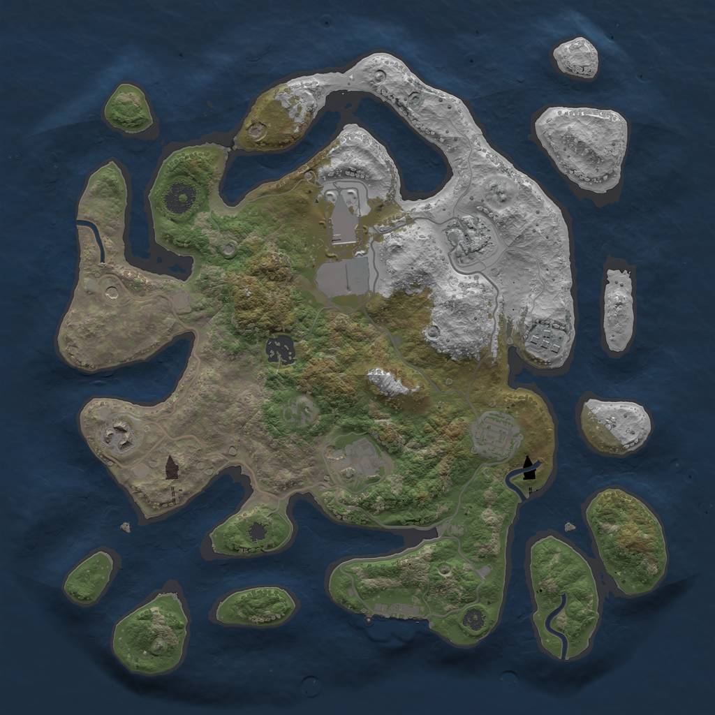 Rust Map: Procedural Map, Size: 3500, Seed: 480743518, 11 Monuments