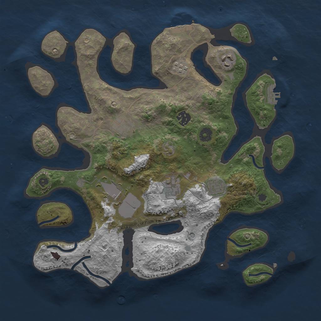 Rust Map: Procedural Map, Size: 3500, Seed: 589673, 12 Monuments